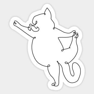 One Line Persian Cat Dancer Pose Sticker